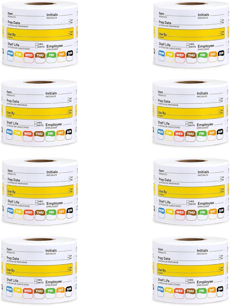 GUEER Restaurant Quality Shelf Life Food Rotation Labels Vinyl, 2” x 3” Self-Adhesive Removable Freezer Food Labels, Perfect for Reusable Containers, Easy to Remove, Food Safety Date Sticker (8 PCS) - Image 1
